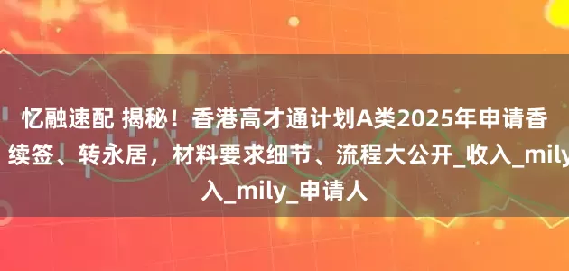忆融速配 揭秘！香港高才通计划A类2025年申请香港身份、续签、转永居，材料要求细节、流程大公开_收入_mily_申请人