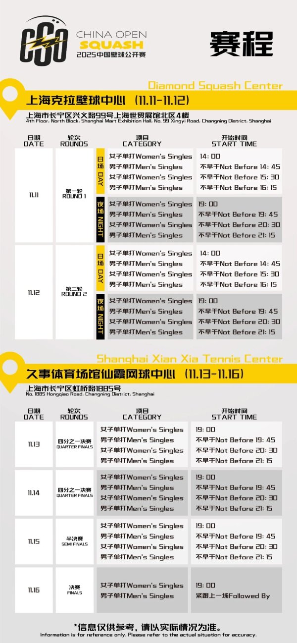 华楚新起点 2025中国壁球公开赛今日开票